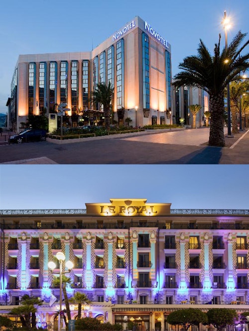 Images of the two hotels at night
